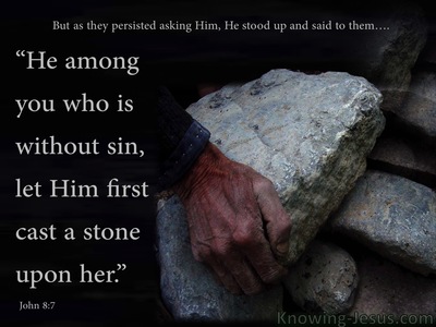 John 8:7 He Who Is Without Sin (gray)
